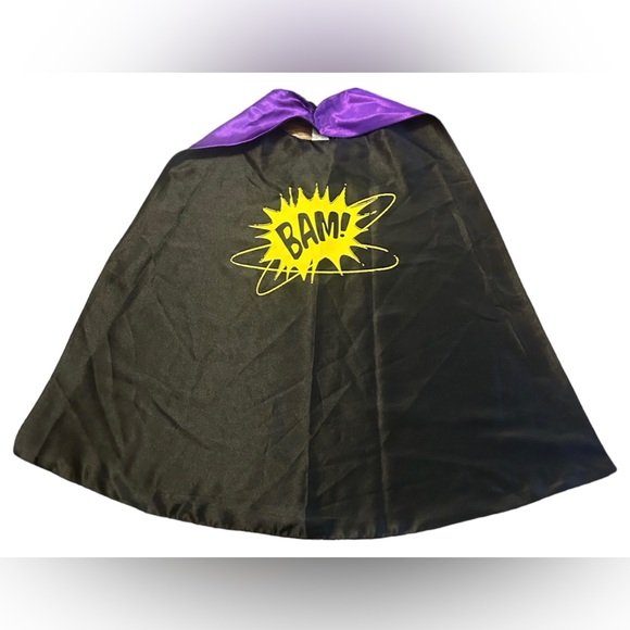 Simply by design pleasant grove reversible superhero cape bam pow purple black - Picture 1 of 6